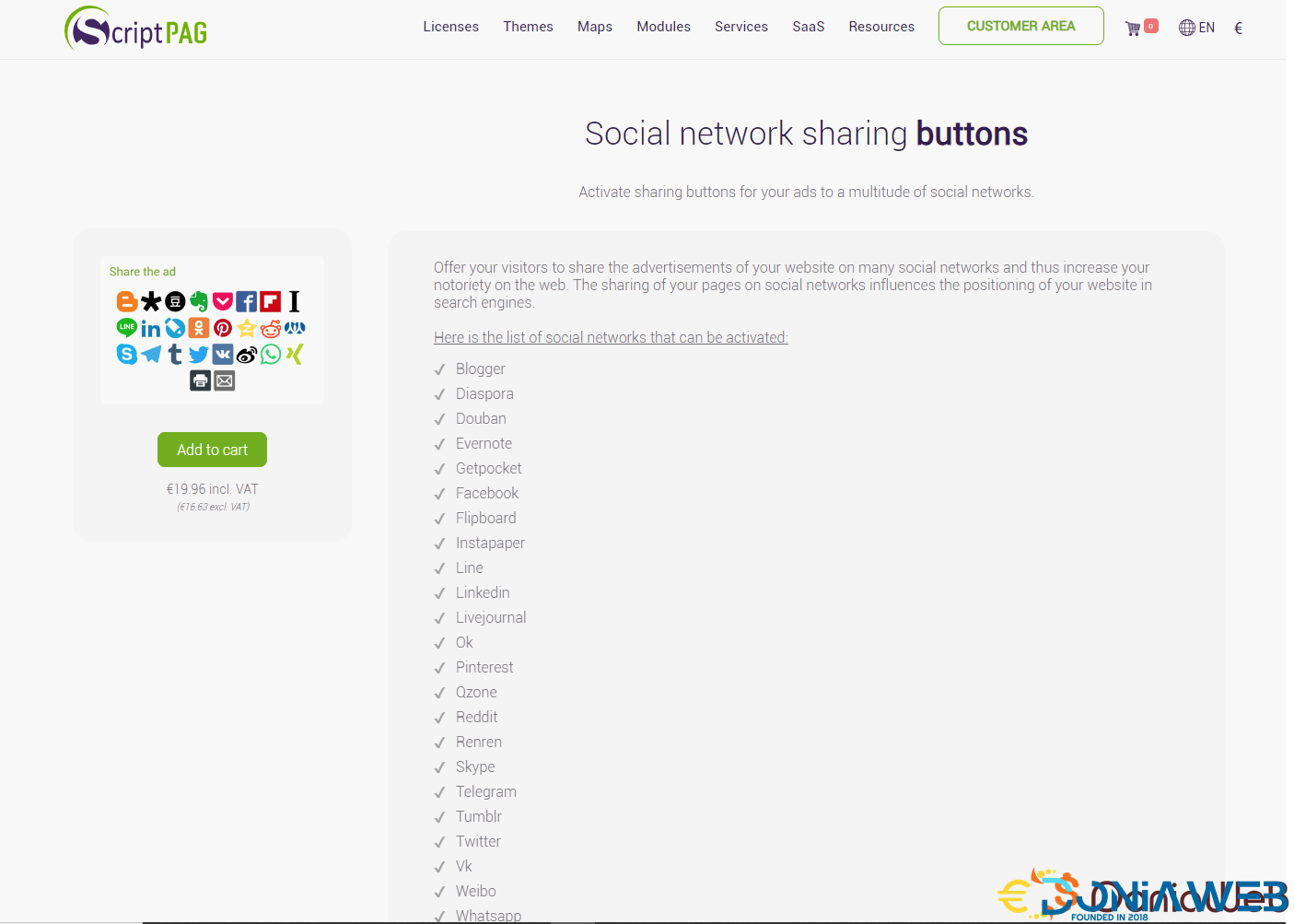 Module script pag "Social network sharing buttons"