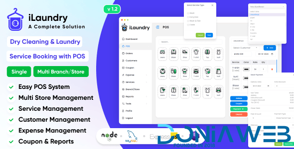 iLaundry : Dry Cleaning & Laundry Service Booking with POS | Single & Multi Branch Complete Solution