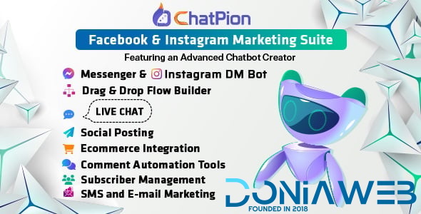 ChatPion: AI Chatbot for Facebook, Instagram, eCommerce, SMS/Email & Social Media Marketing (SaaS)