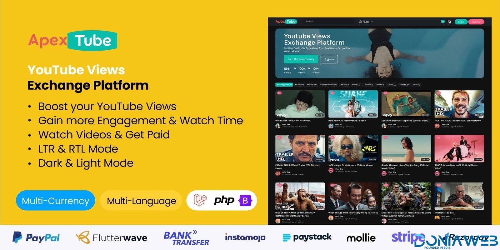 ApexTube - YouTube Views Exchange Platform