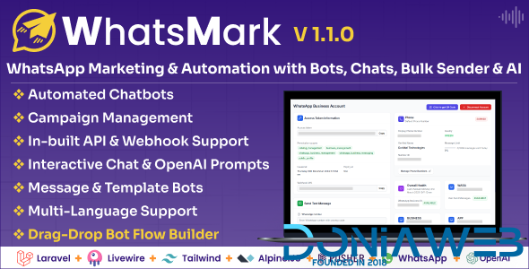 WhatsMark - WhatsApp Marketing And Automation Platform with Bots, Chats, Bulk Sender & AI