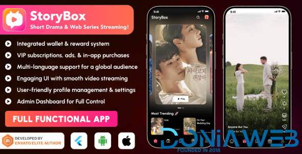 StoryBox – Short Drama & Web Series Video Streaming Flutter App | Android, iOS, Web | Admin Panel