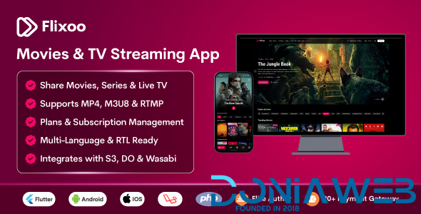 Flixoo - AI-Powered OTT CMS for Movies, Series & Live TV (Web + Mobile) with Monetization