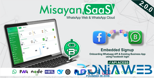 Misayan SaaS – Multi-Tenant WhatsApp: Chatbots, WooCommerce Integration & API Access