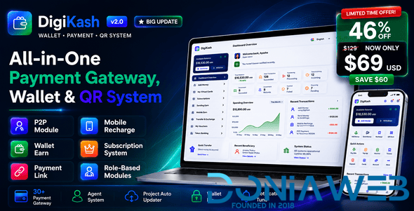 DigiKash - Complete Payment Gateway, Wallet & QR System